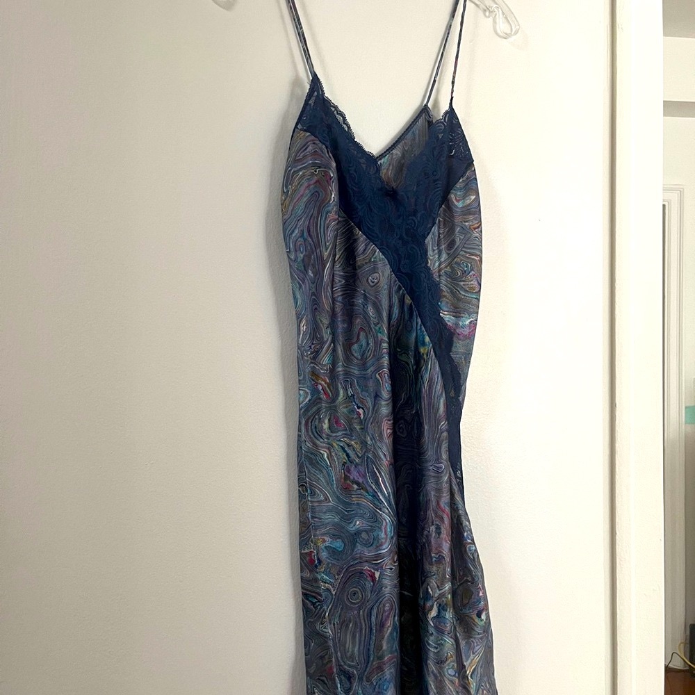 Vintage Colorful Abstract Patterned Slip with Lace